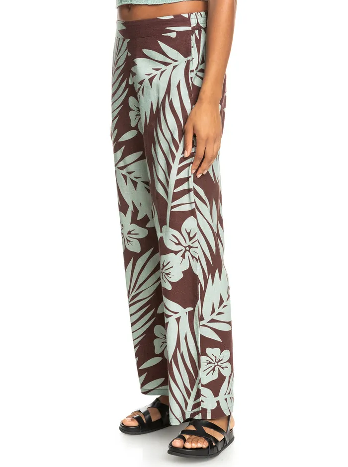 Roxy Pants and Jeans Another Night Wide Leg Pants Bitter Chocolate Palmeria 8211 Womens