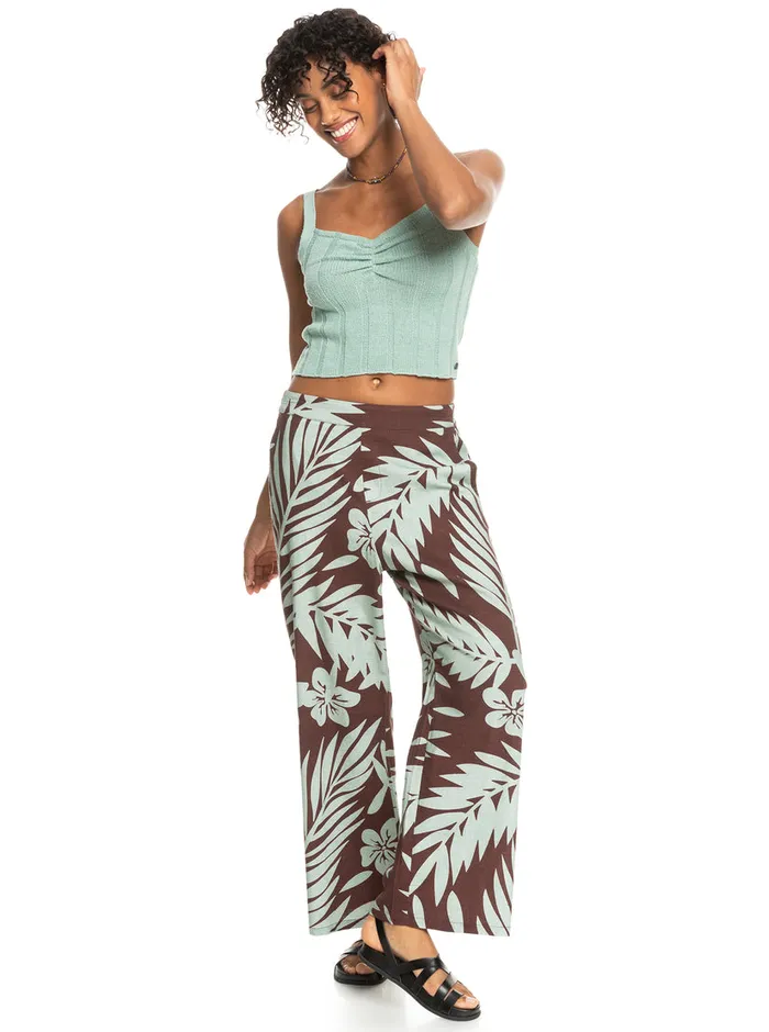 Roxy Pants and Jeans Another Night Wide Leg Pants Bitter Chocolate Palmeria 8211 Womens