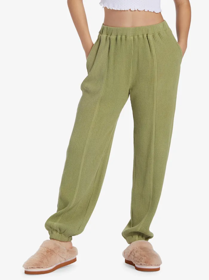 Roxy Pants and Jeans Chloe Kim Off Duty Waffle Sweatpants Iguana 8211 Womens