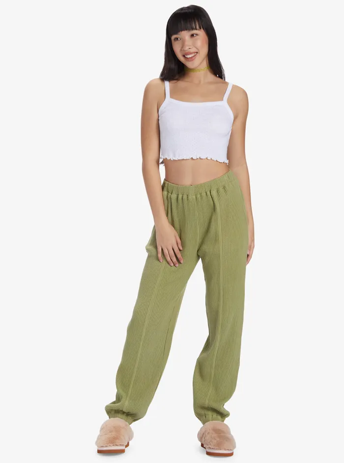 Roxy Pants and Jeans Chloe Kim Off Duty Waffle Sweatpants Iguana 8211 Womens