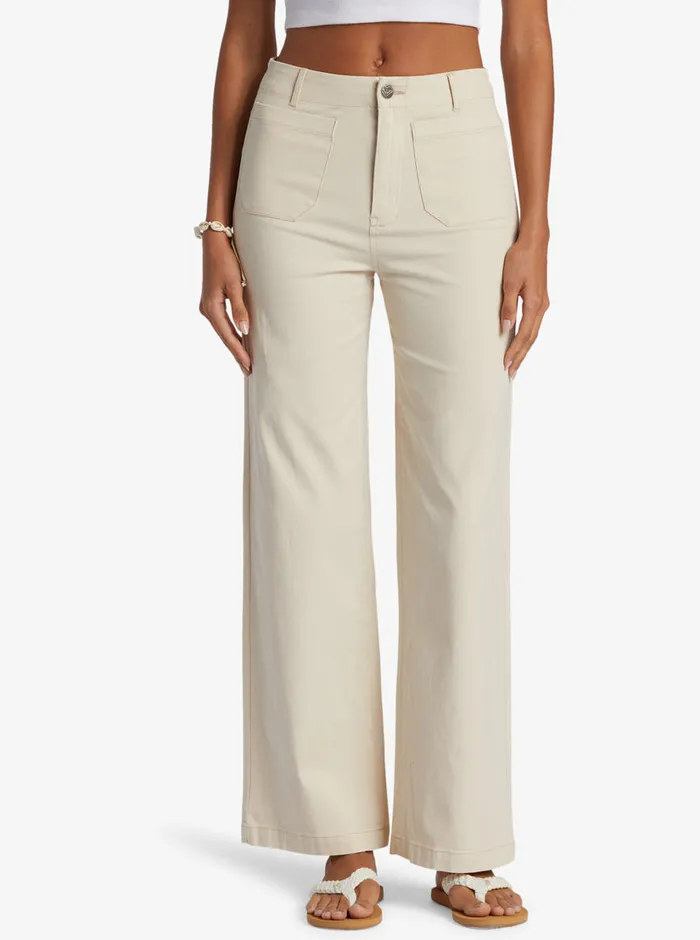 Roxy Pants and Jeans Coastal Cruiser Wide Leg Pants Tapioca 8211 Womens