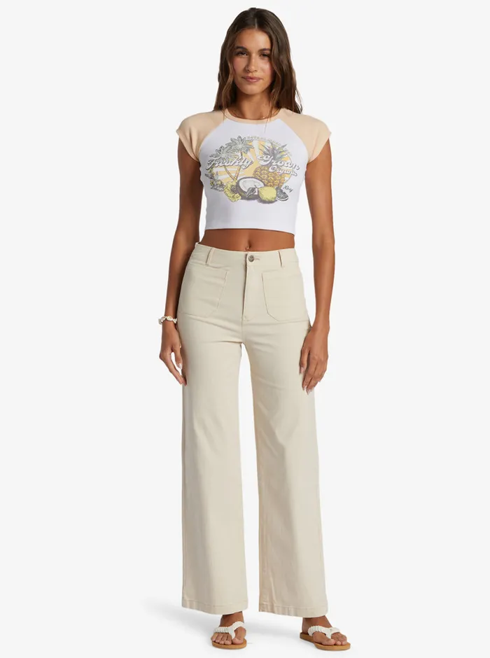Roxy Pants and Jeans Coastal Cruiser Wide Leg Pants Tapioca 8211 Womens
