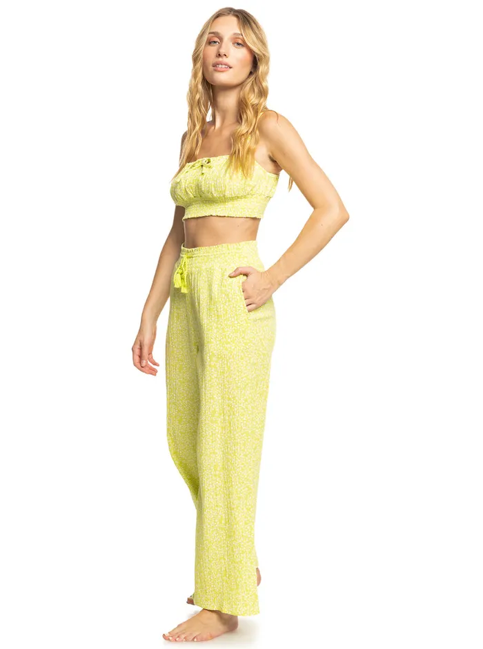 Roxy Pants and Jeans Drift Away Beach Pants Daiquiri Green Sea Spray 8211 Womens