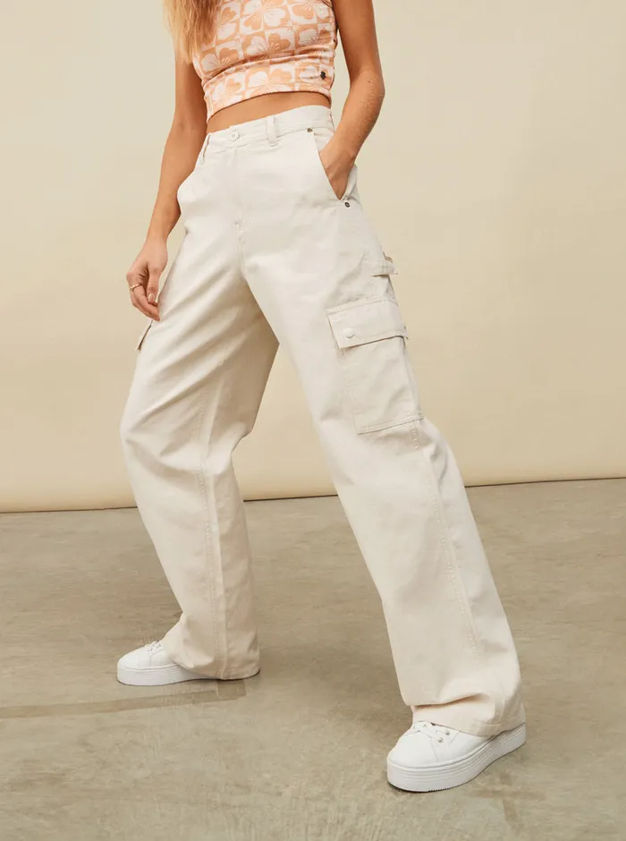 Roxy Pants and Jeans Lefty Cargo Trousers Natural 8211 Womens