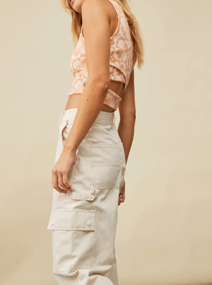 Roxy Pants and Jeans Lefty Cargo Trousers Natural 8211 Womens