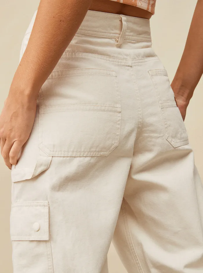 Roxy Pants and Jeans Lefty Cargo Trousers Natural 8211 Womens