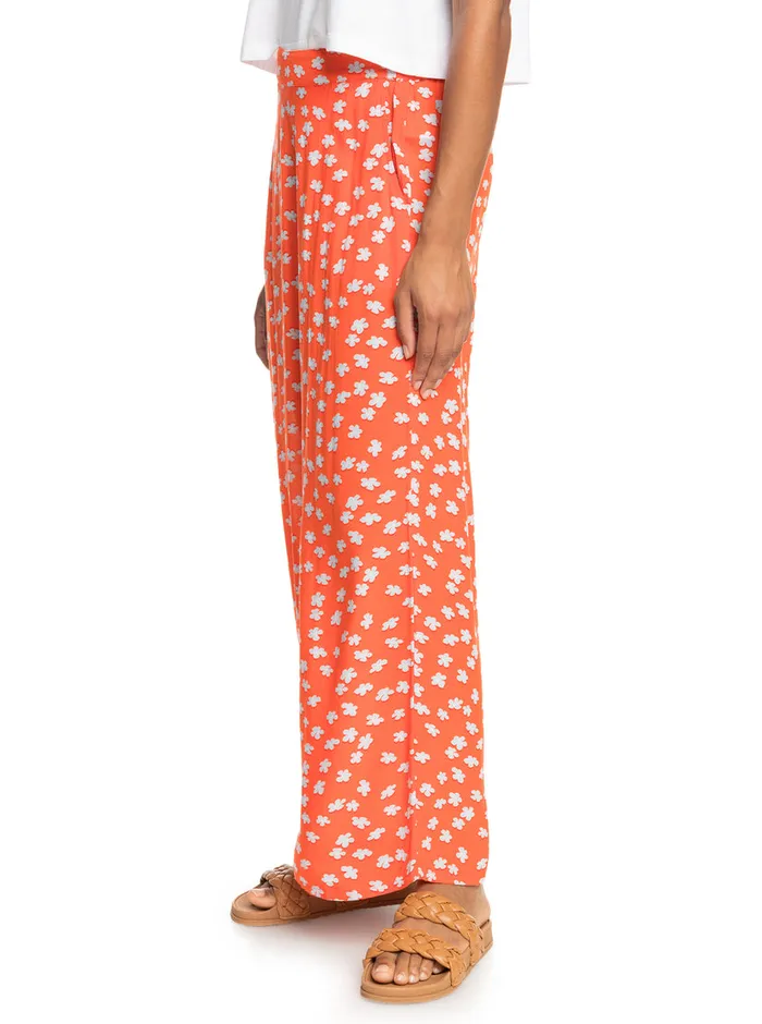 Roxy Pants and Jeans Midnight New Avenue Wide Leg Trousers Tiger Lily Flower Rain 8211 Womens