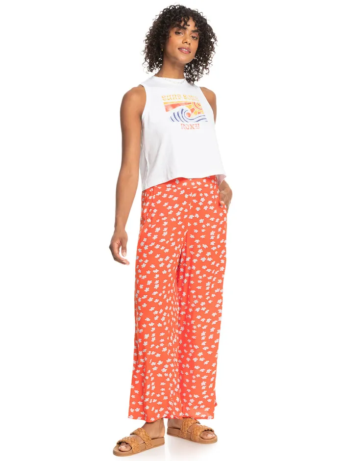 Roxy Pants and Jeans Midnight New Avenue Wide Leg Trousers Tiger Lily Flower Rain 8211 Womens