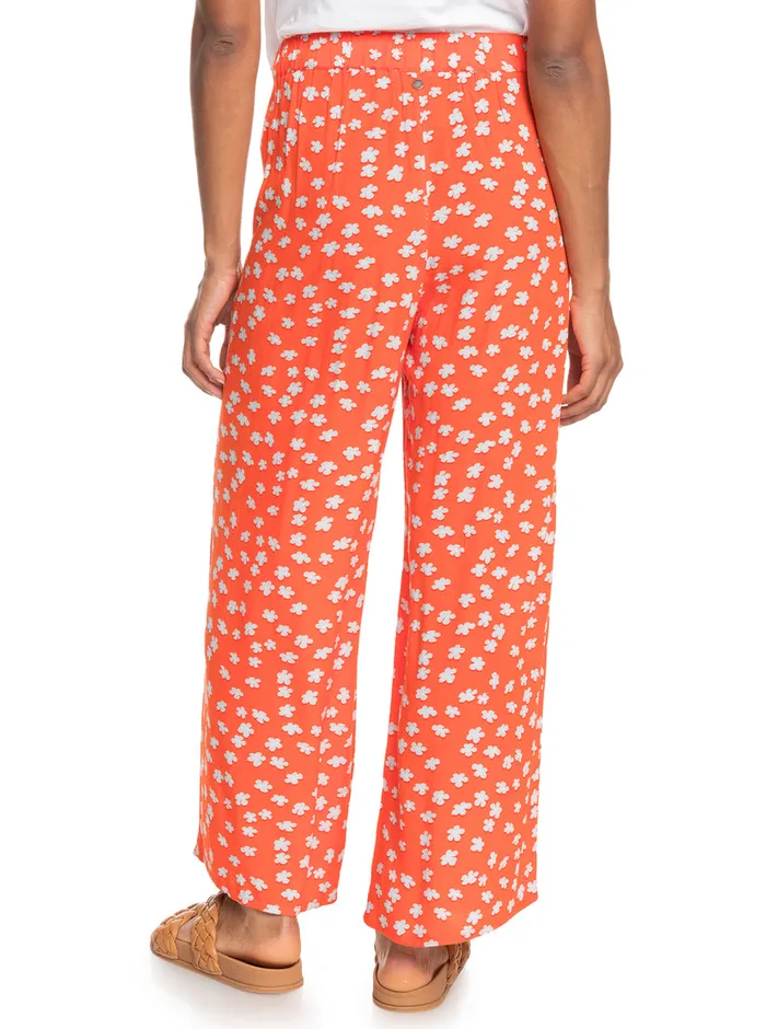 Roxy Pants and Jeans Midnight New Avenue Wide Leg Trousers Tiger Lily Flower Rain 8211 Womens