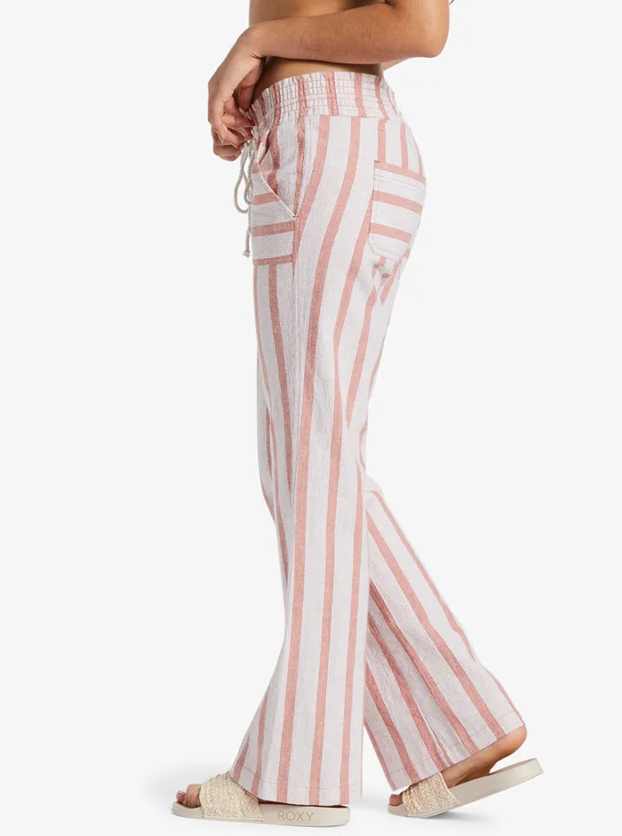 Roxy Pants and Jeans Oceanside Flared Pants Cedar Wood Bonzer Bico Stripe 8211 Womens