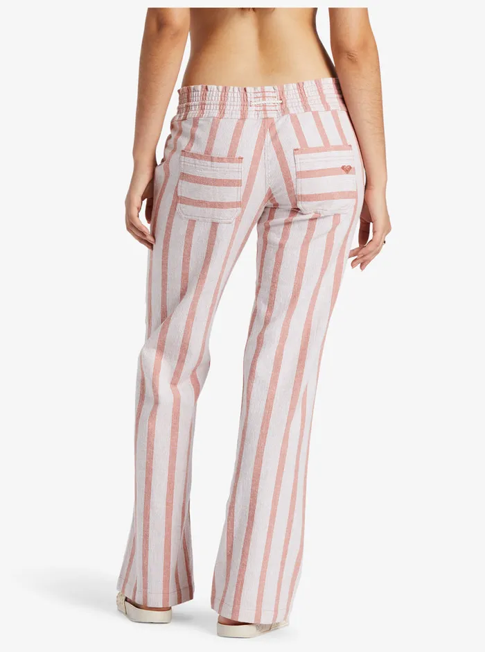 Roxy Pants and Jeans Oceanside Flared Pants Cedar Wood Bonzer Bico Stripe 8211 Womens