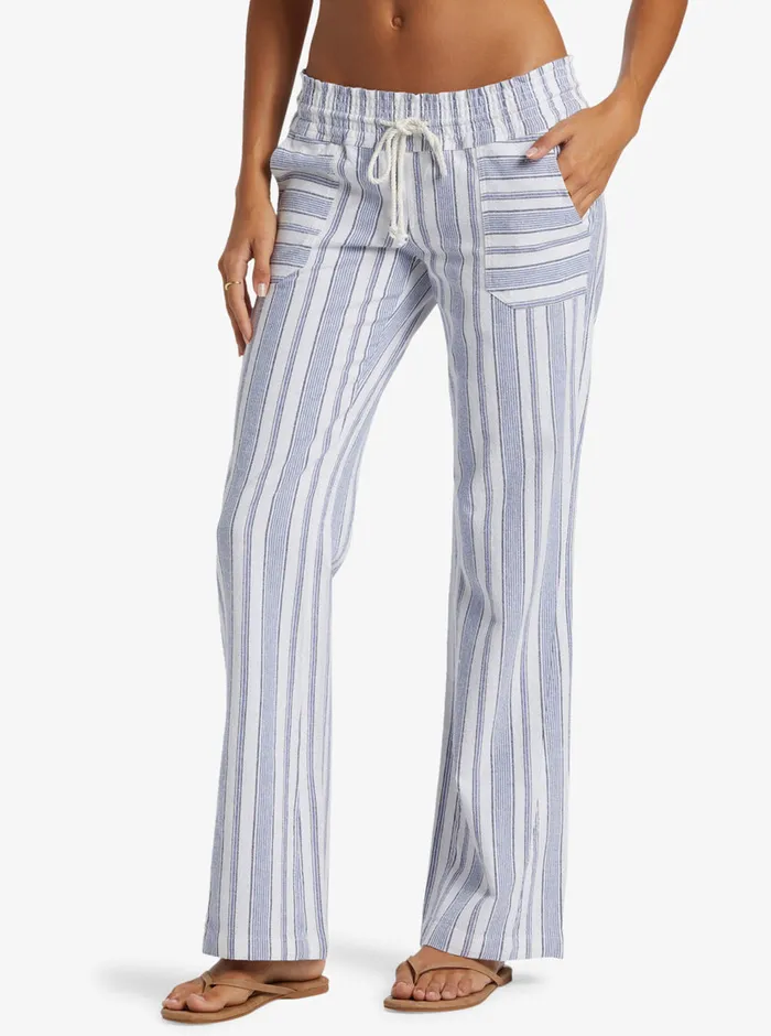 Roxy Pants and Jeans Oceanside Flared Pants Mood Indigo Beachside Stripe 8211 Womens