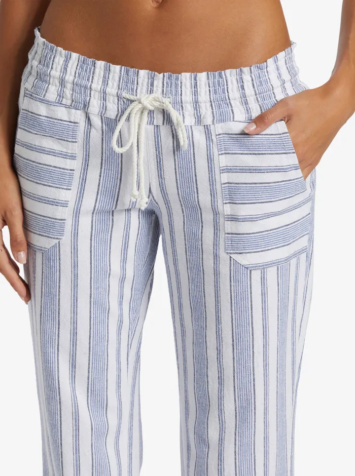 Roxy Pants and Jeans Oceanside Flared Pants Mood Indigo Beachside Stripe 8211 Womens