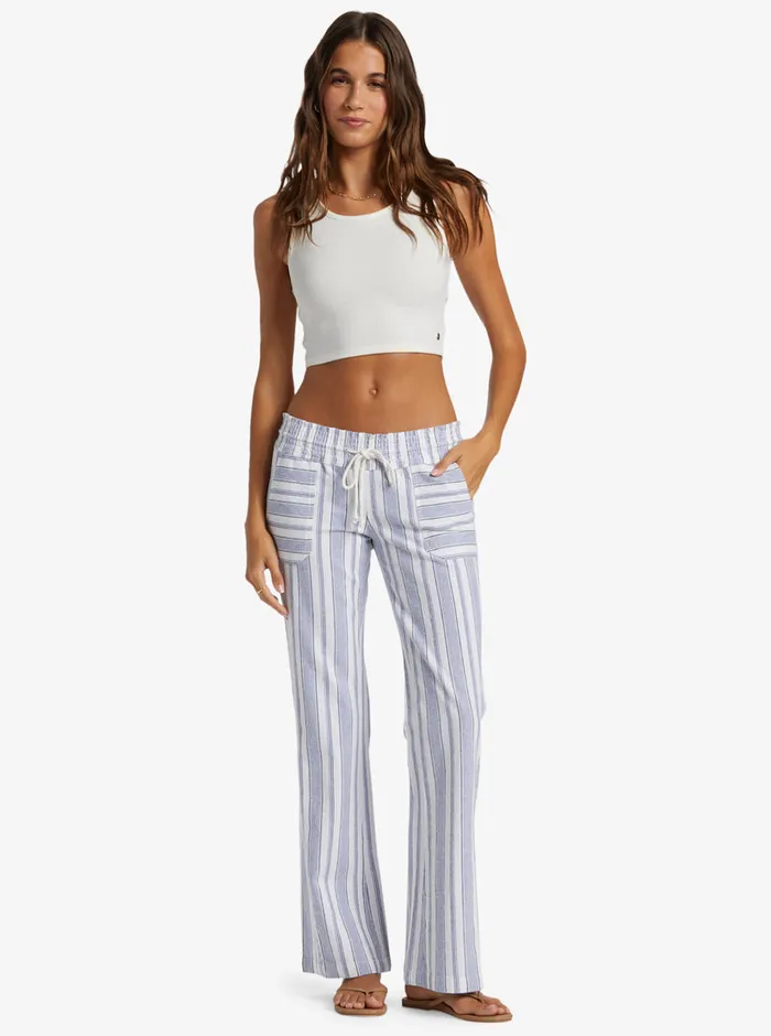Roxy Pants and Jeans Oceanside Flared Pants Mood Indigo Beachside Stripe 8211 Womens