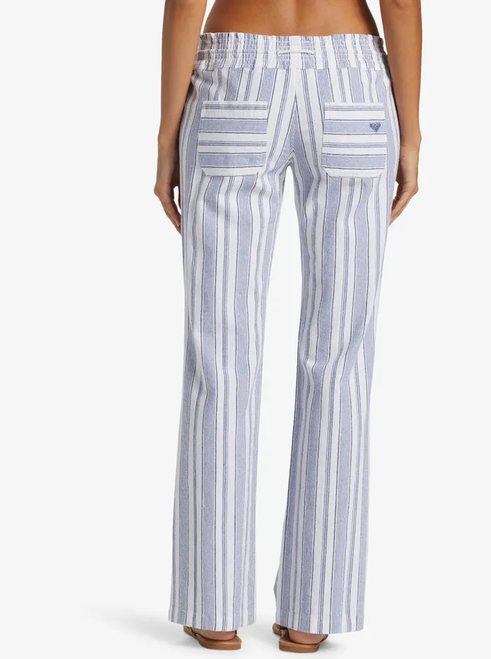 Roxy Pants and Jeans Oceanside Flared Pants Mood Indigo Beachside Stripe 8211 Womens