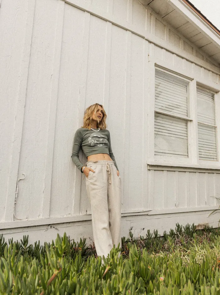 Roxy Pants and Jeans Oceanside Flared Pants Stone 8211 Womens
