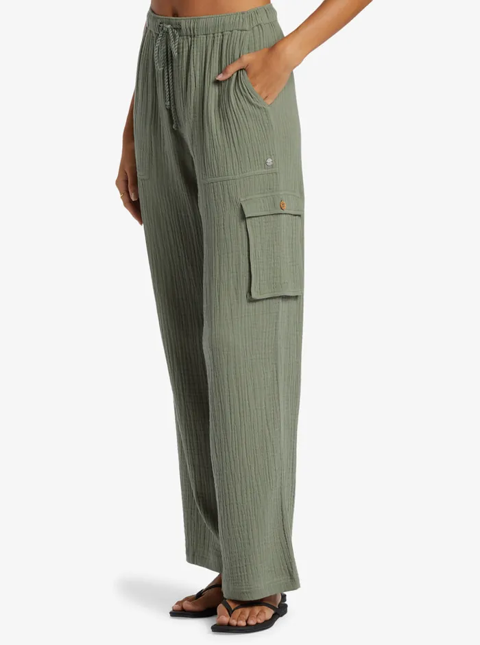 Roxy Pants and Jeans Precious HighWaist Solid Cargo Pants Agave Green 8211 Womens
