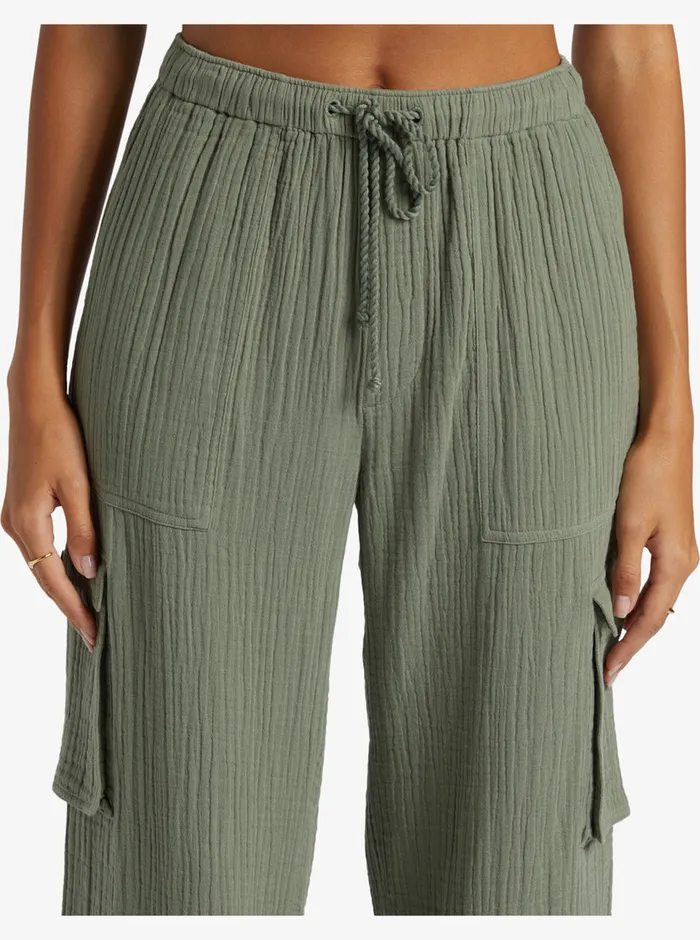 Roxy Pants and Jeans Precious HighWaist Solid Cargo Pants Agave Green 8211 Womens