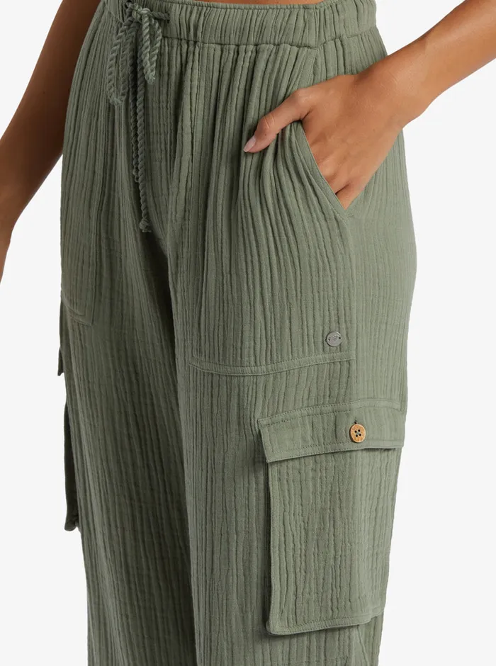Roxy Pants and Jeans Precious HighWaist Solid Cargo Pants Agave Green 8211 Womens