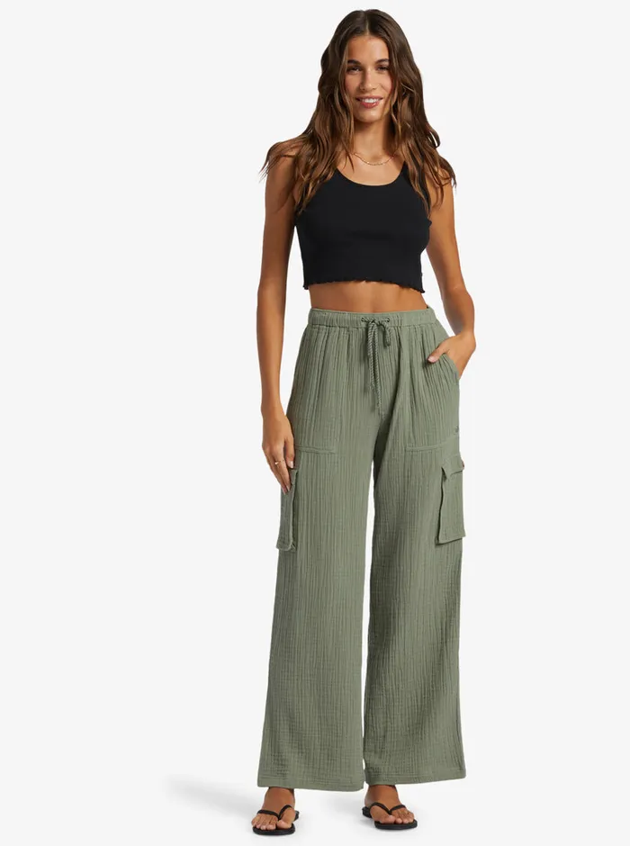 Roxy Pants and Jeans Precious HighWaist Solid Cargo Pants Agave Green 8211 Womens
