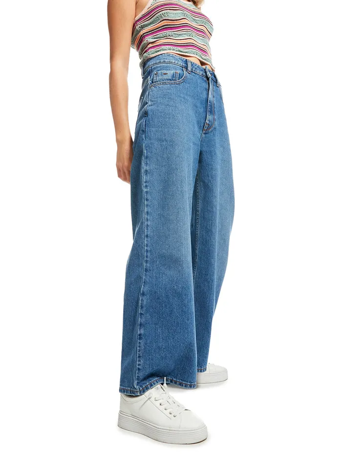 Roxy Pants and Jeans Surf On Cloud High Wide Leg Jeans Medium Blue 8211 Womens Roxy Pants and Jeans Surf On Cloud High Wide Leg Jeans Medium Blue 8211 Womens