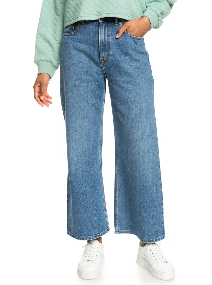 Roxy Pants and Jeans Surf On Cloud High Wide Leg Jeans Medium Blue 8211 Womens