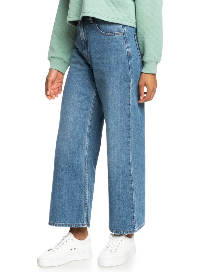 Roxy Pants and Jeans Surf On Cloud High Wide Leg Jeans Medium Blue 8211 Womens