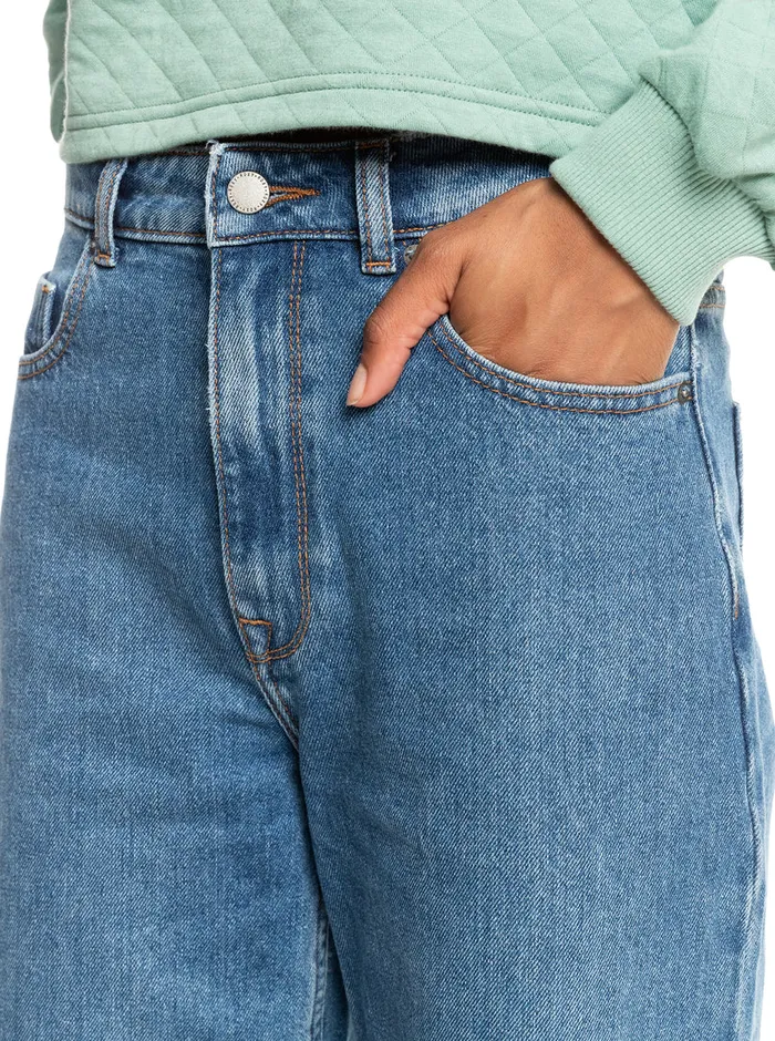 Roxy Pants and Jeans Surf On Cloud High Wide Leg Jeans Medium Blue 8211 Womens