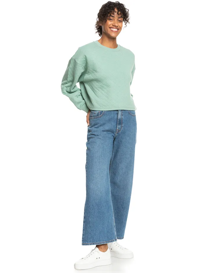 Roxy Pants and Jeans Surf On Cloud High Wide Leg Jeans Medium Blue 8211 Womens