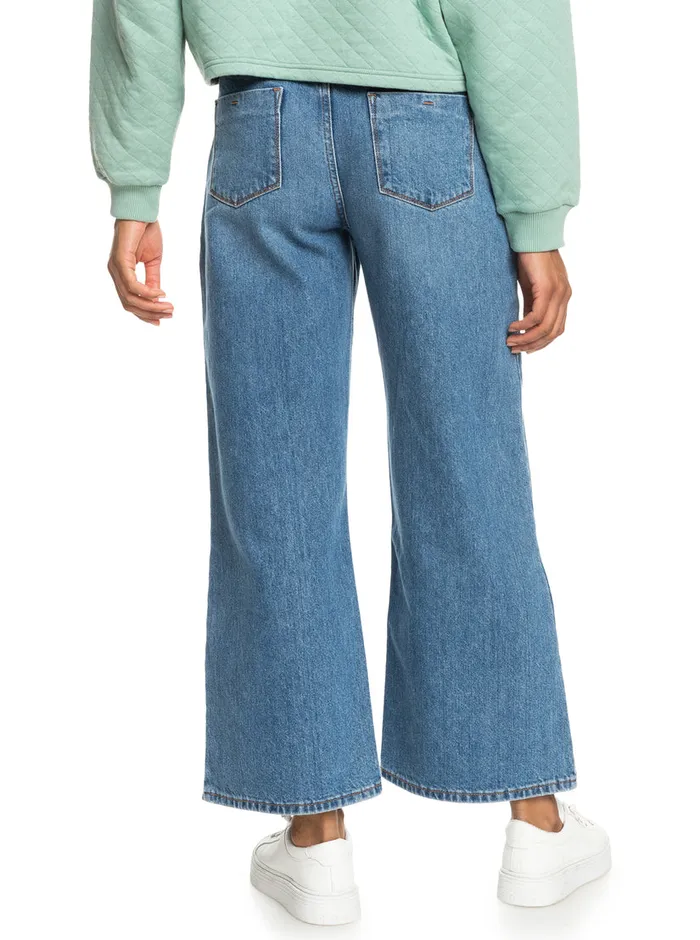 Roxy Pants and Jeans Surf On Cloud High Wide Leg Jeans Medium Blue 8211 Womens