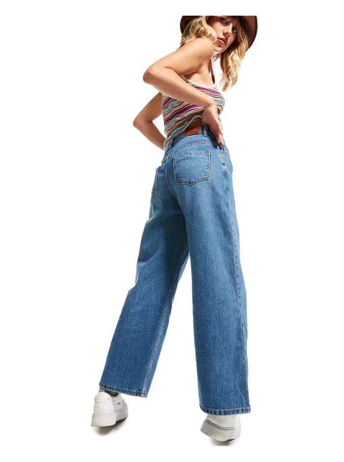 Roxy Pants and Jeans Surf On Cloud High Wide Leg Jeans Medium Blue 8211 Womens