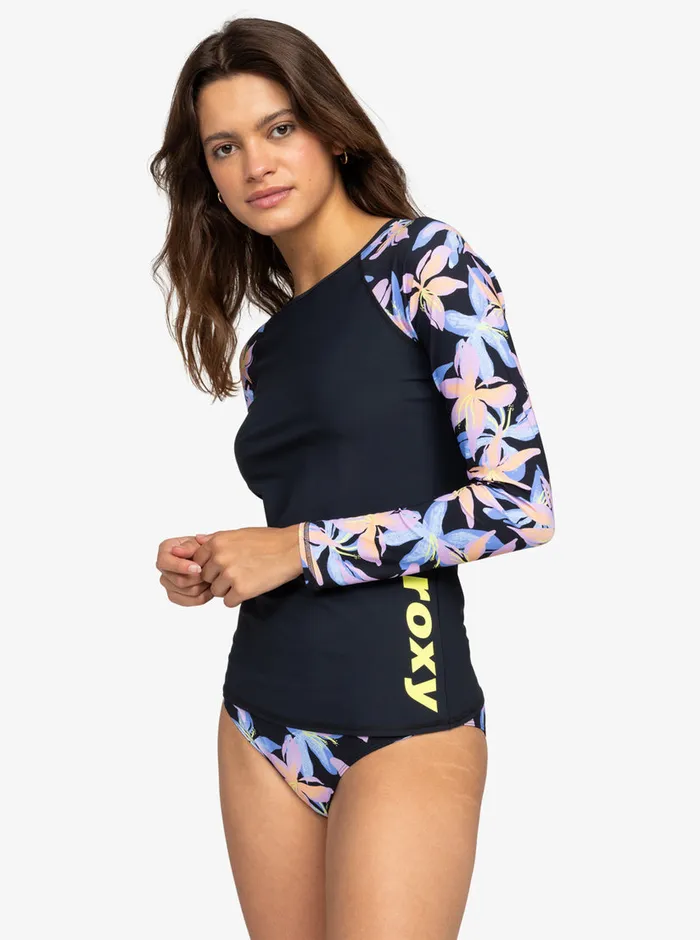 Roxy Rashguards Active LongSleeve Printed Rashguard Anthracite Kiss 8211 Womens