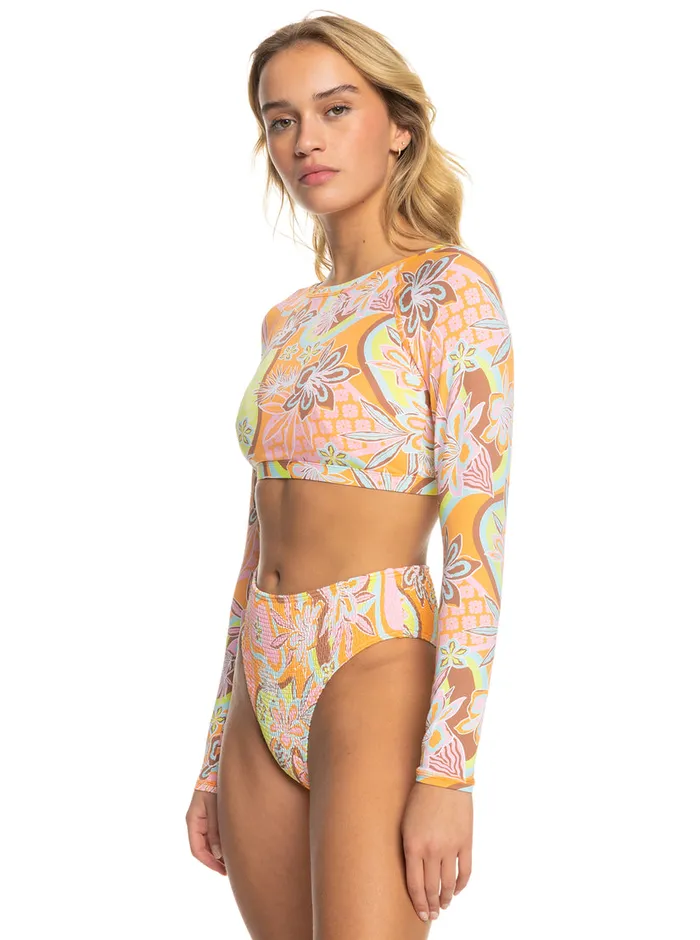 Roxy Rashguards Delic Long Sleeve Cropped Rashguard Mock Orange Roxy Delic 8211 Womens