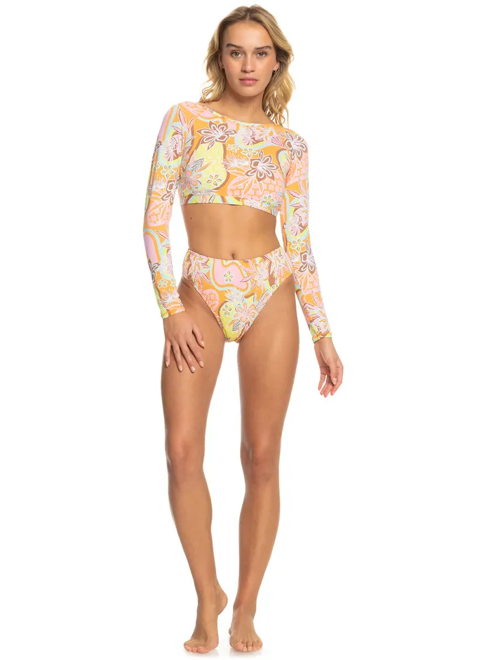 Roxy Rashguards Delic Long Sleeve Cropped Rashguard Mock Orange Roxy Delic 8211 Womens