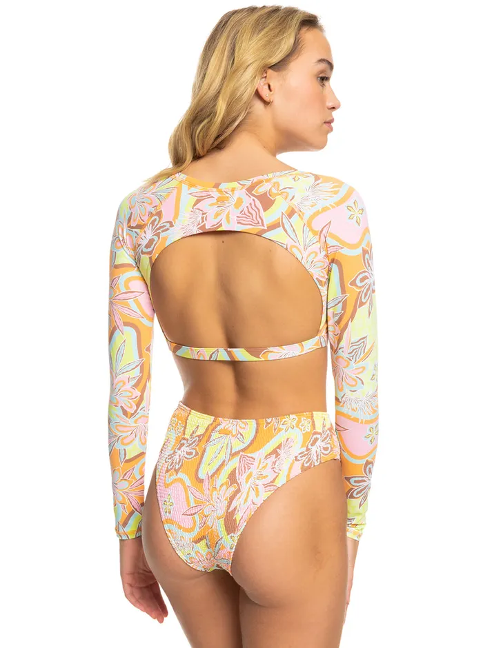Roxy Rashguards Delic Long Sleeve Cropped Rashguard Mock Orange Roxy Delic 8211 Womens
