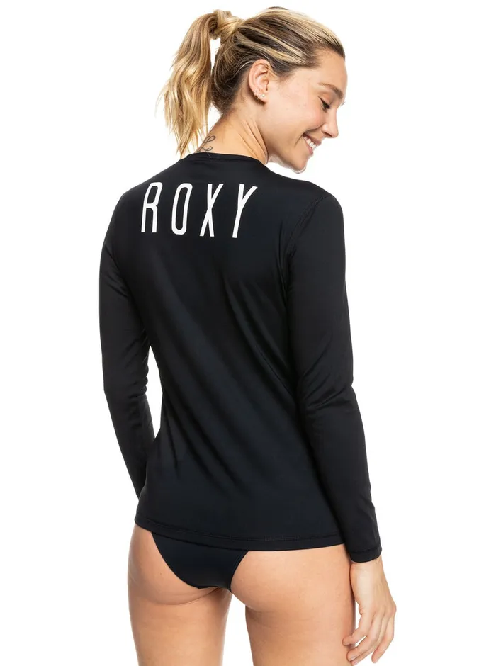 Roxy Rashguards Enjoy Waves Long Sleeve UPF 50 Rashguard Anthracite 8211 Womens