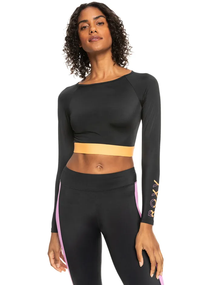 Roxy Rashguards Fitness Long Sleeve Cropped Rashguard Anthracite 8211 Womens