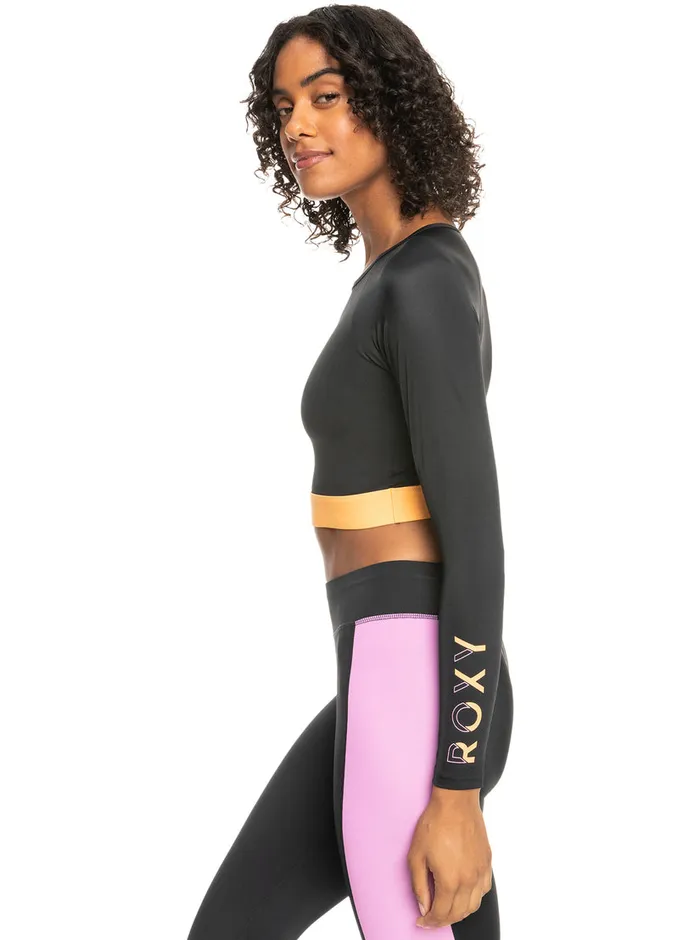 Roxy Rashguards Fitness Long Sleeve Cropped Rashguard Anthracite 8211 Womens