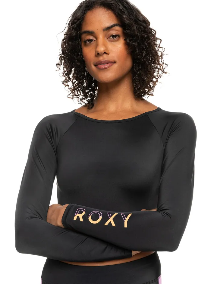 Roxy Rashguards Fitness Long Sleeve Cropped Rashguard Anthracite 8211 Womens