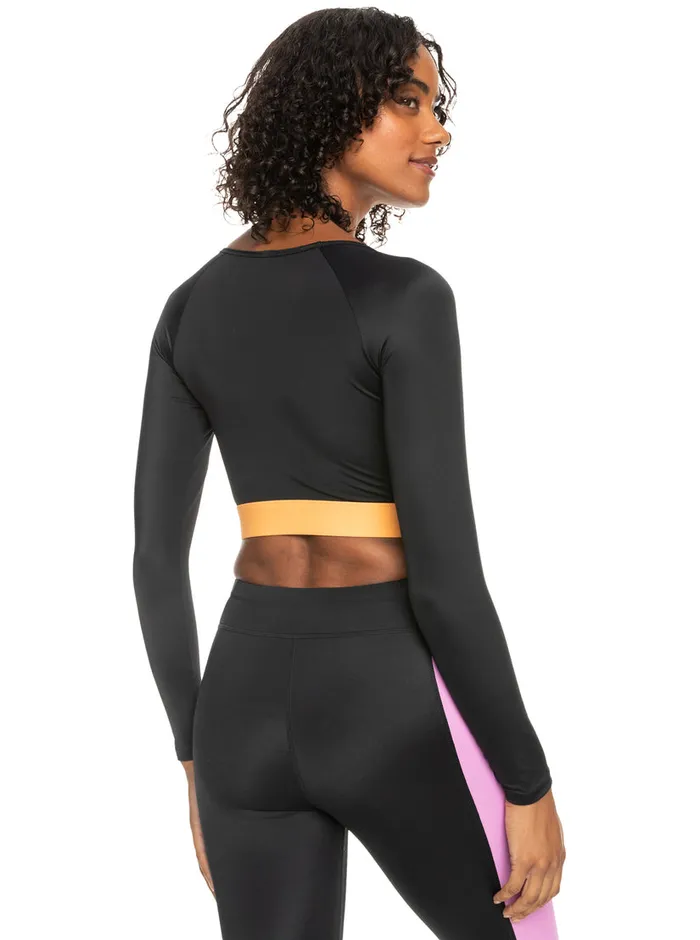 Roxy Rashguards Fitness Long Sleeve Cropped Rashguard Anthracite 8211 Womens