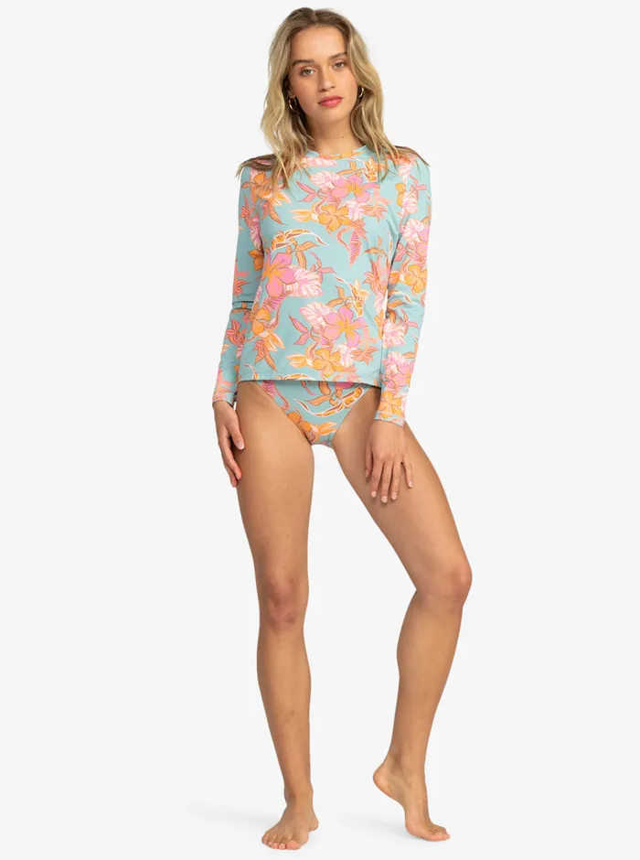 Roxy Rashguards Sea Skippin Long Sleeve Rashguard Blue Surf Kartoffel Tropical 8211 Womens