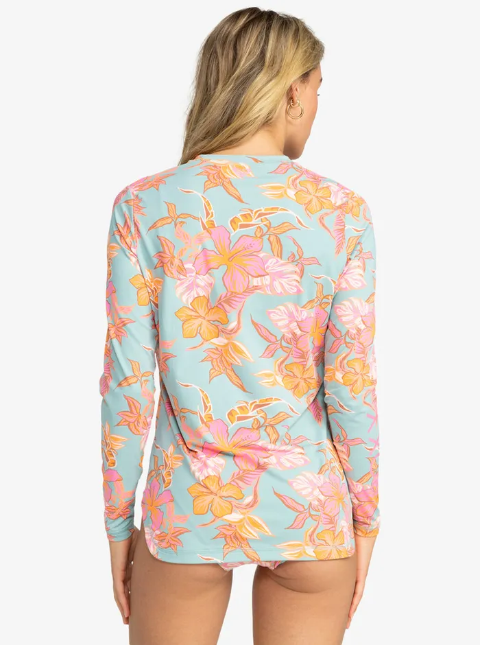 Roxy Rashguards Sea Skippin Long Sleeve Rashguard Blue Surf Kartoffel Tropical 8211 Womens