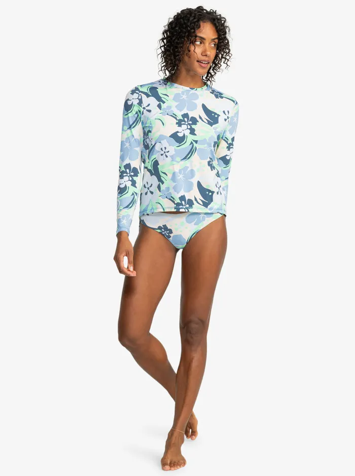 Roxy Rashguards Sea Skippin Printed Long Sleeve Rashguard Vintage Indigo Archive Roxy 8211 Womens