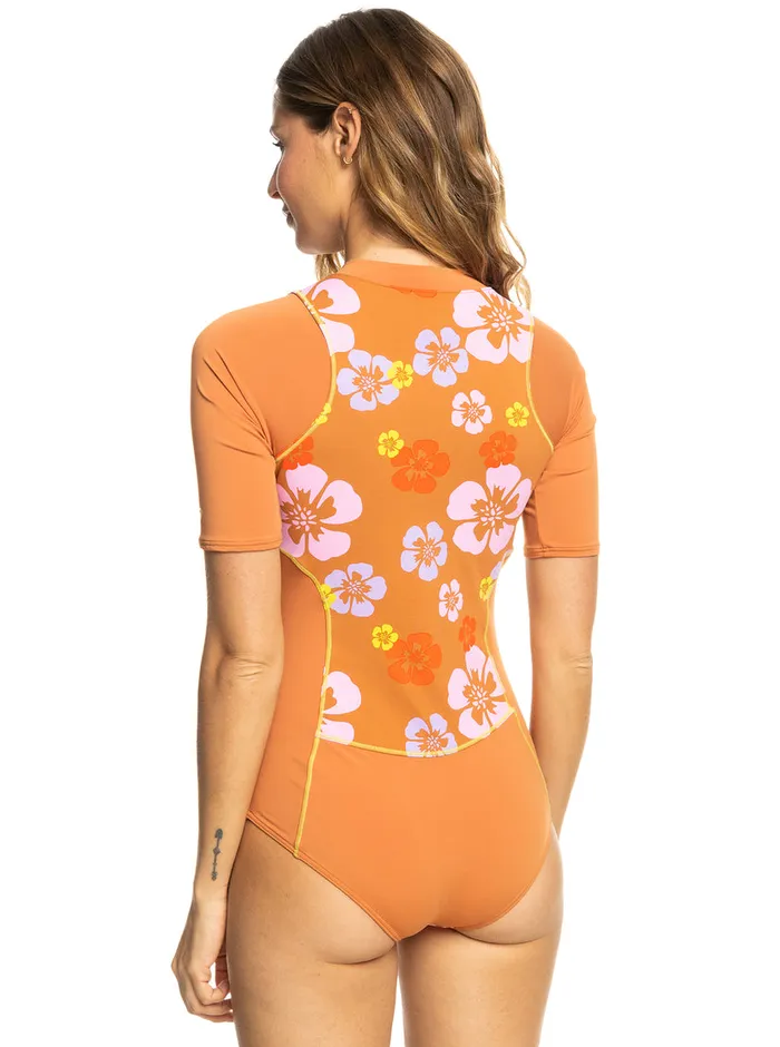 Roxy Rashguards SurfKindKate Short Sleeve OnePiece Swimsuit Sunburn Positivity Paradise 8211 Womens