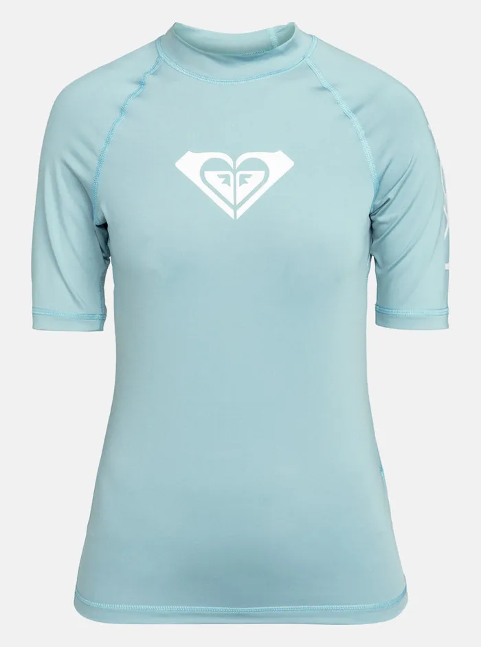 Roxy Rashguards Whole Hearted Short Sleeve Upf 50 Rashguard Bel Air Blue 8211 Womens