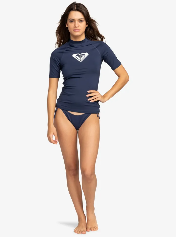 Roxy Rashguards Whole Hearted Short Sleeve UPF 50 Rashguard Mood Indigo 8211 Womens