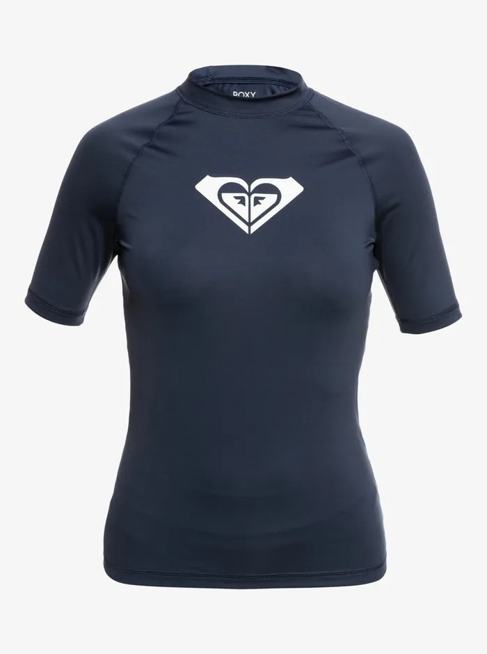 Roxy Rashguards Whole Hearted Short Sleeve UPF 50 Rashguard Mood Indigo 8211 Womens