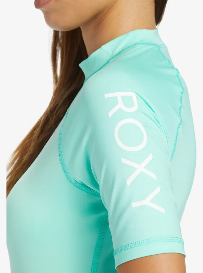 Roxy Rashguards Whole Hearted Short Sleeve UPF 50 Rashguard Opal 8211 Womens