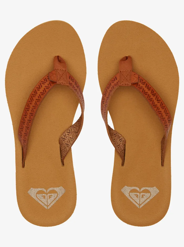 Roxy Sandals Porto Motif FlipFlops Tan 8211 Womens