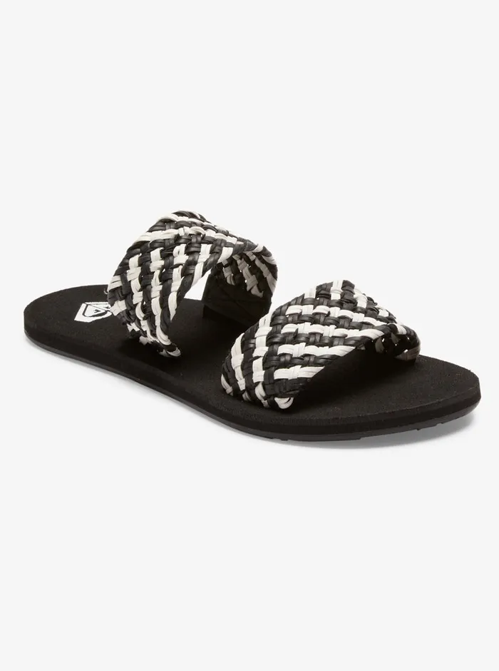 Roxy Sandals Porto Slide Slider Sandals Blackwhite 8211 Womens